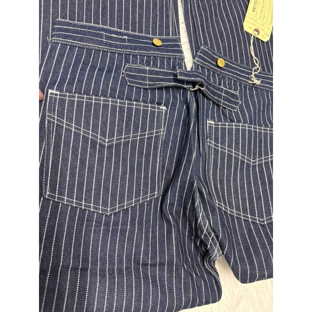 Non Stock L 1920s Overall Wabash Railway Indigo Denim Work Pants 100%Cotton 32 - Picture 14 of 16